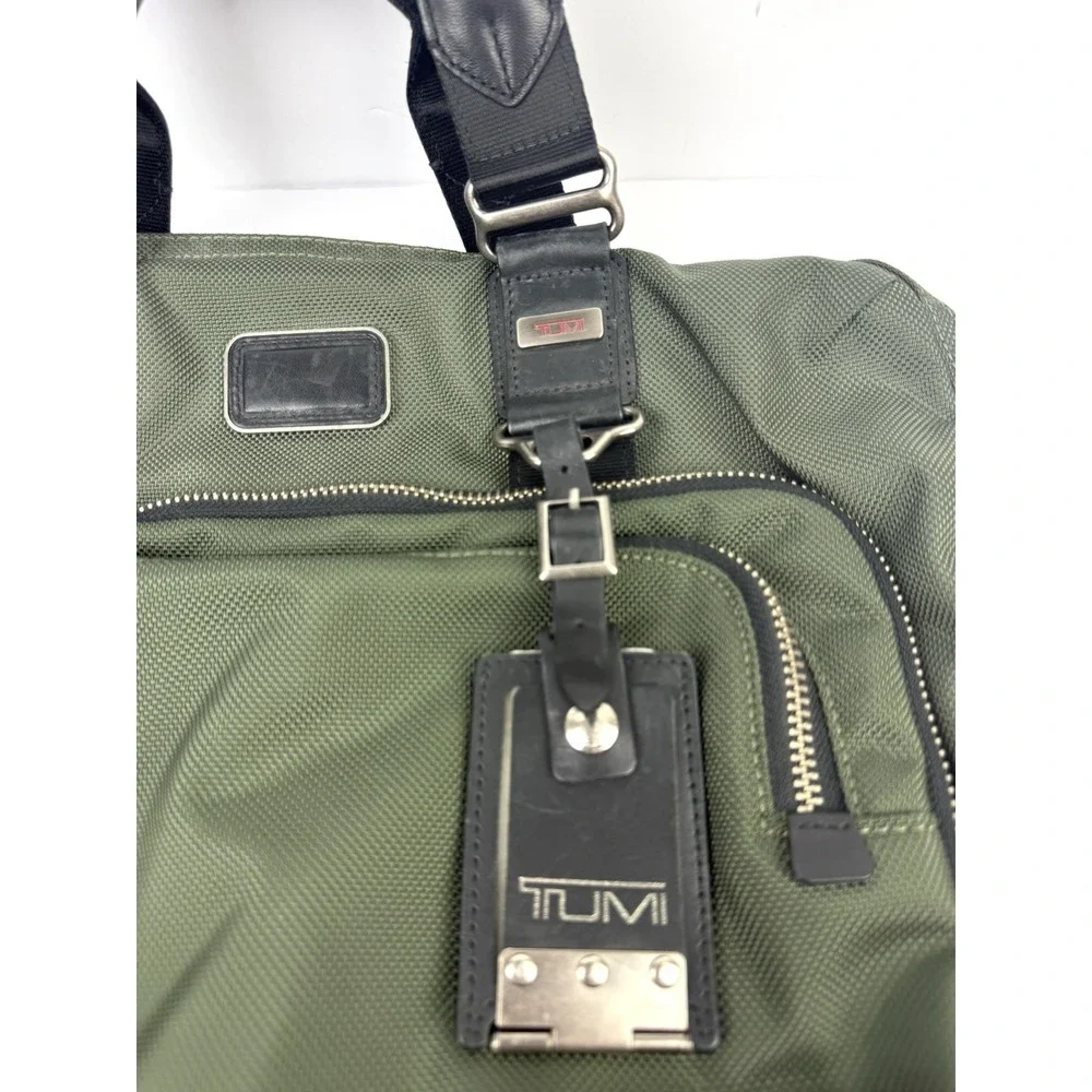 TUMI Alpha Bravo Yuma Briefcase Olive Green Spruce Ballistic Nylon Computer Bag